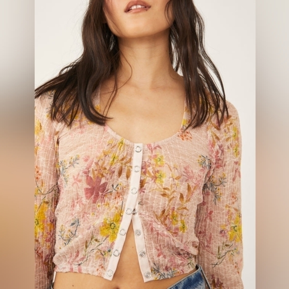 NWT FREE PEOPLE ANGELINA TOP IN LIGHT COMBO - Picture 1 of 7